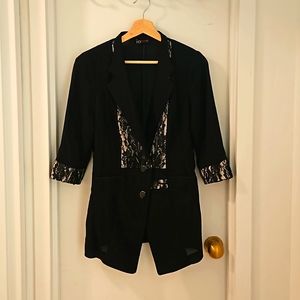 black with floral lace and glitter beads Blazer